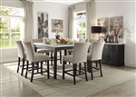 Nolan 7 Piece Counter Height Dining Set in White Marble & Salvage Dark Oak Finish by Acme - 72855