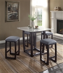 Razo 5 Piece Counter Height Dining Set in Marble & Weathered Espresso Finish by Acme - 72935