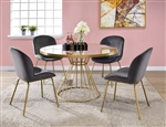 Chuchip 5 Piece Round Table Dining Room Set with Gray Velvet Chairs by Acme - 72945-72948