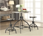 Fatima 3 Piece Round Table Counter Height Dining Set in Gray Oak Finish by Acme - 73125