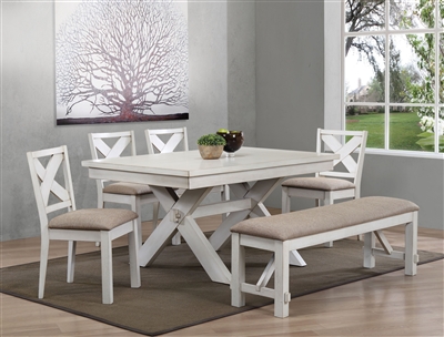 Apollo 7 Piece Dining Room Set in Antique White Finish by Acme - 74660