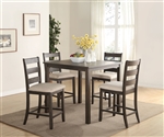 Salileo 5 Piece Counter Height Dining Set in Weathered Dark Oak Finish by Acme - 74695