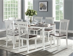 Green Leigh 7 Piece Dining Room Set in White & Walnut Finish by Acme - 77060