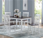 Green Leigh 5 Piece Dining Room Set in White & Walnut Finish by Acme - 77075