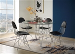 Paula 5 Piece Round Table Dining Room Set in Clear Glass & Chrome Finish by Acme - 77820