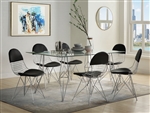 Paula 7 Piece Dining Room Set in Clear Glass & Chrome Finish by Acme - 77825