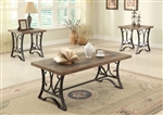 Kiele 3 Piece Occasional Table Set in Oak, Slate & Antique Black Finish by Acme - 81125-S