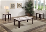 Carly 3 Piece Occasional Table Set in Light Brown Faux Marble & Cherry Finish by Acme - 82132-S