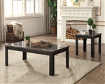 Arabia 2 Piece Occasional Table Set in Black Faux Marble & Black Finish by Acme - 82134-S