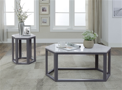 Reon 3 Piece Occasional Table Set in Marble & Gray Finish by Acme - 82450-S