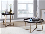 Hepton 3 Piece Occasional Table Set in Mirrored, Walnut & Champagne Finish by Acme - 82945-S