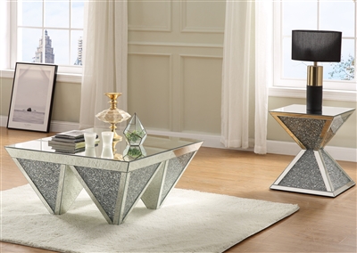 Noralie 3 Piece Occasional Table Set in Mirrored & Faux Diamonds Finish by Acme - 84900-S