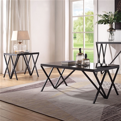 Magenta 3 Piece Occasional Table Set in Black & Glass Finish by Acme - 87155-S