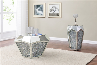 Noralie 3 Piece Occasional Table Set in Mirrored & Faux Diamonds Finish by Acme - 88005-S