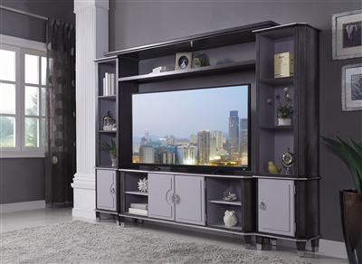 House Beatrice Entertainment Center in Charcoal & Light Gray Finish by Acme - 91980