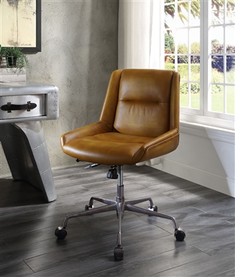 Ambler Office Chair in Saddle Brown Top Grain Leather Finish by Acme - 92499
