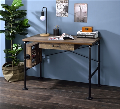 Endang Executive Home Office Desk in Weathered Oak & Black Finish by Acme - 92595