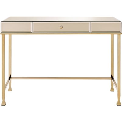 Canine Executive Home Office Desk in Smoky Mirrored & Champagne Finish by Acme - 92977