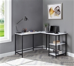 Taurus Executive Home Office Desk in White Printed Faux Marble & Black Finish by Acme - 93082