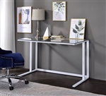 Tyrese Executive Home Office Desk in Clear Glass & White Finish by Acme - 93098