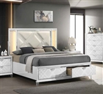 Skylar Bed in Synthetic Leather & Pearl White Finish by Acme - BD02248Q