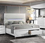 Tarian Bed in White Boucle & Pearl White Finish by Acme - BD02317Q