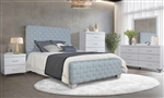 Saree 6 Piece Bedroom Set in Light Teal Chenille & Gray Finish by Acme - BD02353