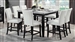 Hussein 5 Piece Counter Height Dining Set in Natural Marble Top, White Synthetic Leather & Black Finish by Acme - DN01444