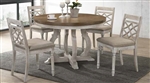 Cillin 5 Piece Round Table Dining Room Set in Fabric, Walnut & Antique White Finish by Acme - DN01805