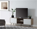Wafiya 69 Inch TV Console in Rustic Oak, White & Black Finish by Acme - LV00790