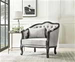 Samael Chair in Gray Linen & Dark Brown Finish by Acme - LV01129