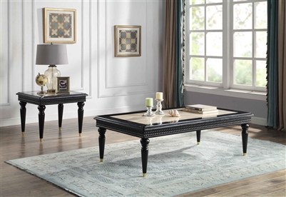 Tayden 3 Piece Occasional Table Set in Marble Top & Black Finish by Acme - LV01158-S