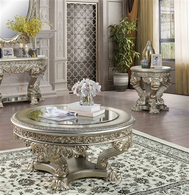 Danae 3 Piece Occasional Table Set in Champagne & Gold Finish by Acme - LV01202-S