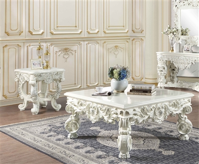 Adara 3 Piece Occasional Table Set in Antique White Finish by Acme - LV01217-S