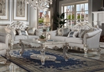 Vendome II 2 Piece Sofa Set in Two Tone Ivory Fabric & Antique Pearl Finish by Acme - LV01329-S
