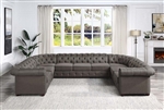 Jakim Sectional Sofa in Brown Linen Finish by Acme - LV01459
