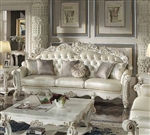 Vendome Oversized Sofa in Champagne Synthetic Leather & Antique Pearl Finish by Acme - LV01525