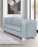 Saree Loveseat in Light Teal Chenille & White Finish by Acme - LV02347