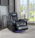 Alair Power Recliner in Blue & Black Leather Aire Finish by Acme - LV02459
