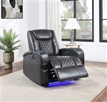 Alair Power Recliner in Dark Gray Leather Aire Finish by Acme - LV02460