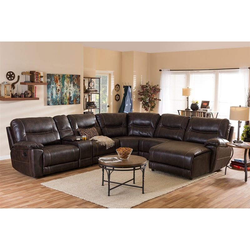 Contemparty Dark Brown Bonded Leather 6 Piece Sectional Sofa by