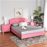 Canterbury 3-Piece Bedroom Set in Pink Faux Leather Finish by Baxton Studio - BAX-BBT6440-Queen-Pink-3PC