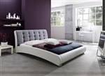 Guerin Platform Bed in White Faux Leather and Grey Fabric Finish by Baxton Studio - BAX-CF8540-Queen-White/Grey