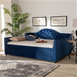 Perry Daybed in Navy Blue Velvet Fabric Finish by Baxton Studio - BAX-CF8940-Navy Blue-Daybed-Q