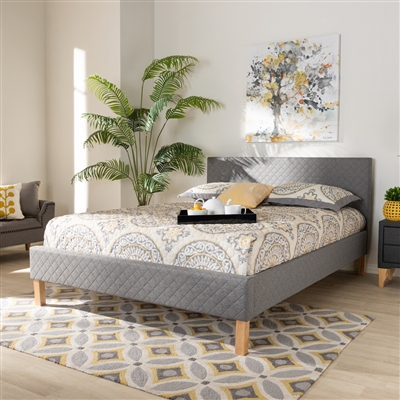 Aneta Platform Bed in Grey Fabric Finish by Baxton Studio - BAX-CF9014-Grey-King