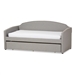 Lanny Daybed with Trundle in Grey Fabric Finish by Baxton Studio - BAX-Lanny-Grey-Daybed