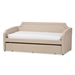 Parkson Daybed with Trundle in Beige Linen Fabric Finish by Baxton Studio - BAX-Parkson-Beige-Daybed