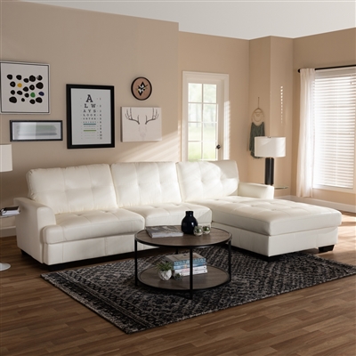 Adalynn Modern and Contemporary White Faux Leather Sectional by Baxton Studio - BAX-R2471-White-RFC