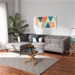 Morton Mid-Century Modern Contemporary Grey Velvet Sectional with Left Facing Chaise by Baxton Studio - BAX-RDS-S0017-L-Grey Velvet/Wenge-LFC