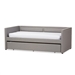 Raymond Daybed with Trundle in Grey Fabric Finish by Baxton Studio - BAX-Raymond-Grey-Daybed
